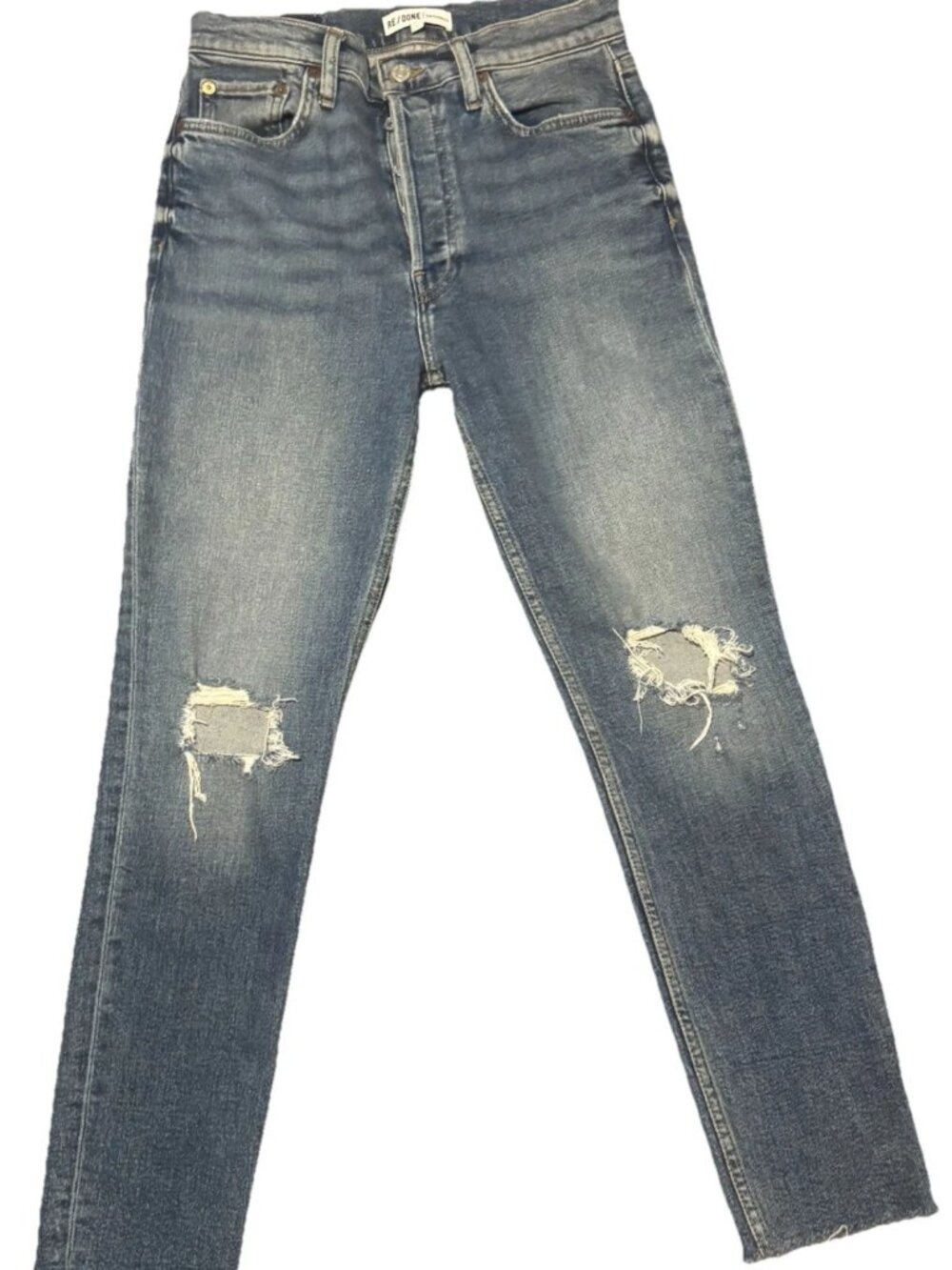 RE/DONE Originals Womens 28 High Rise Ankle Crop Stretch Button Fly Jeans USA
